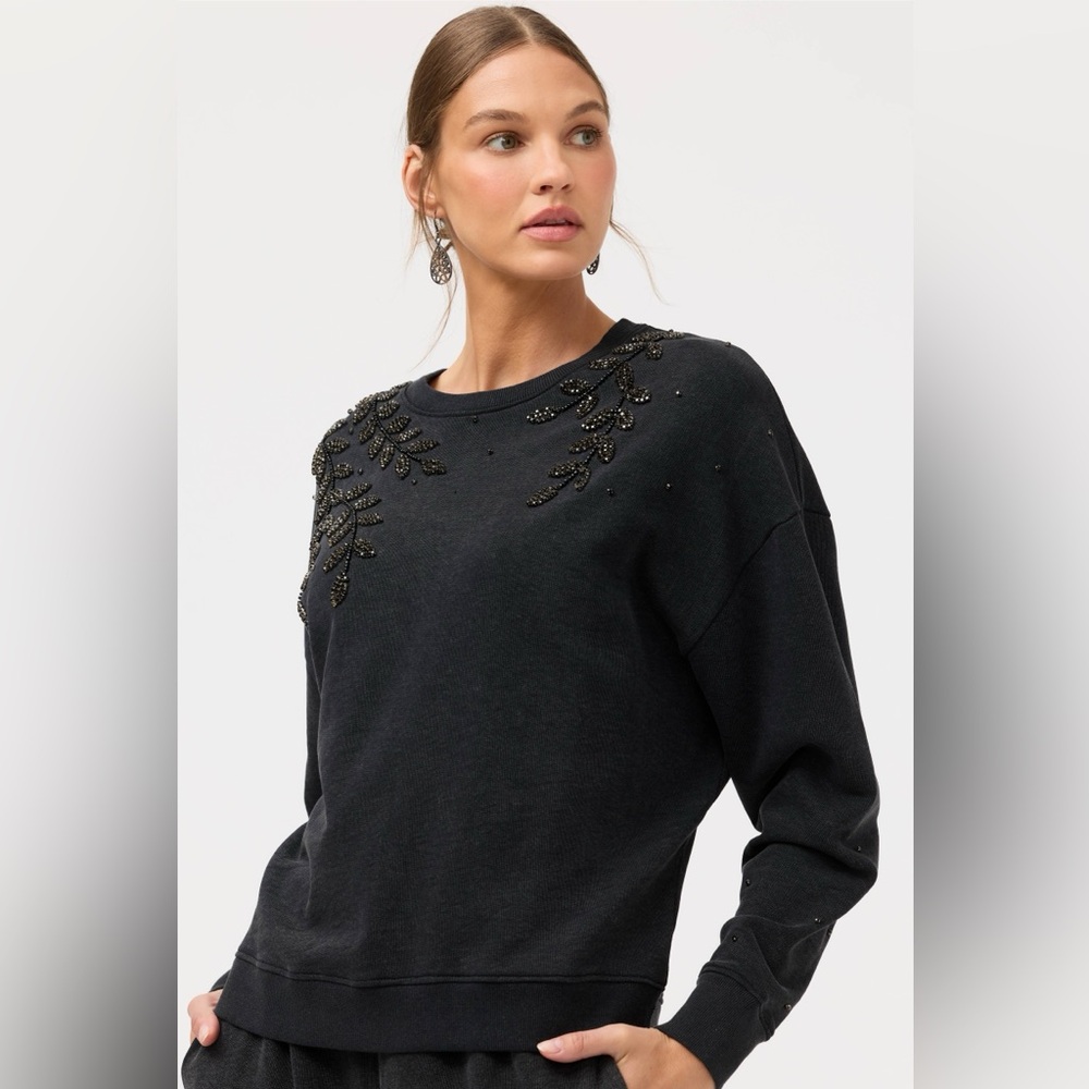 NWT JOHNNY WAS FRENCH TERRY BEADED SWEATSHIRT